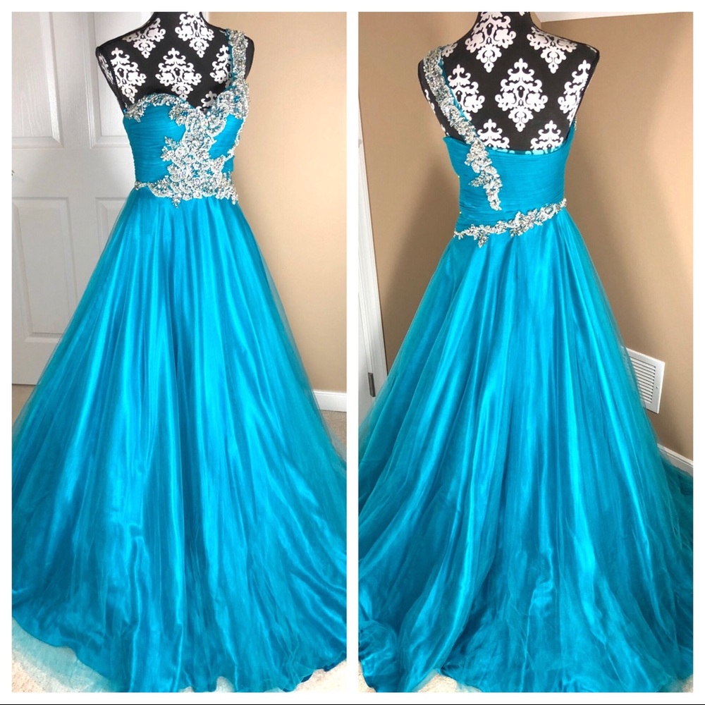 Terani Couture Turquoise Ball Gown